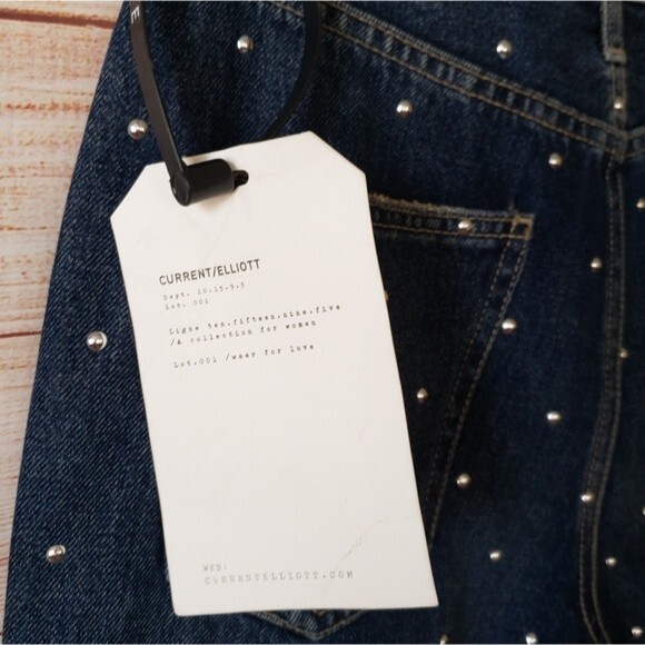 Current Elliot Vintage Cropped Night Rider Studded High Rise Slim Jeans - Picture 8 of 11